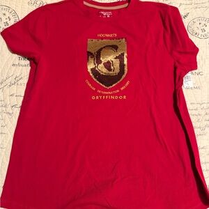 Harry Potter Red Gryffindor sequin Tee with Gold Emblem
